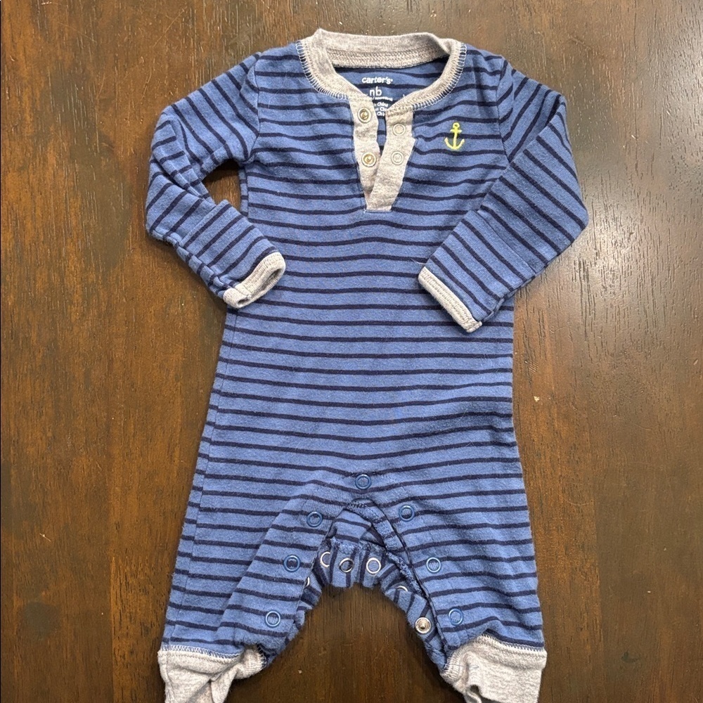 Carter's Navy and Gray Striped Baby Romper